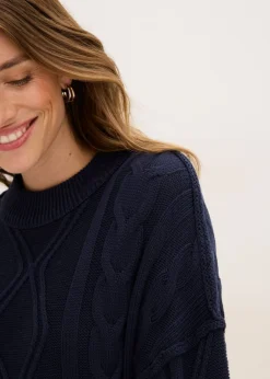 Mujer bonprix bonprix Jersey holgado con patrón trenzado