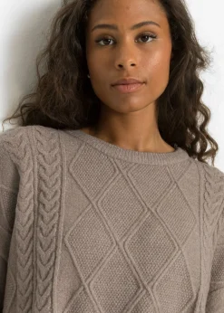 Mujer bonprix bonprix Jersey holgado con patrón trenzado