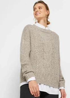 Mujer bonprix bonprix Jersey holgado con patrón trenzado