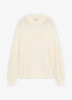 bonprix bonprix Jerséis|Ropa De Punto>Jersey holgado con patrón trenzado blanco perla