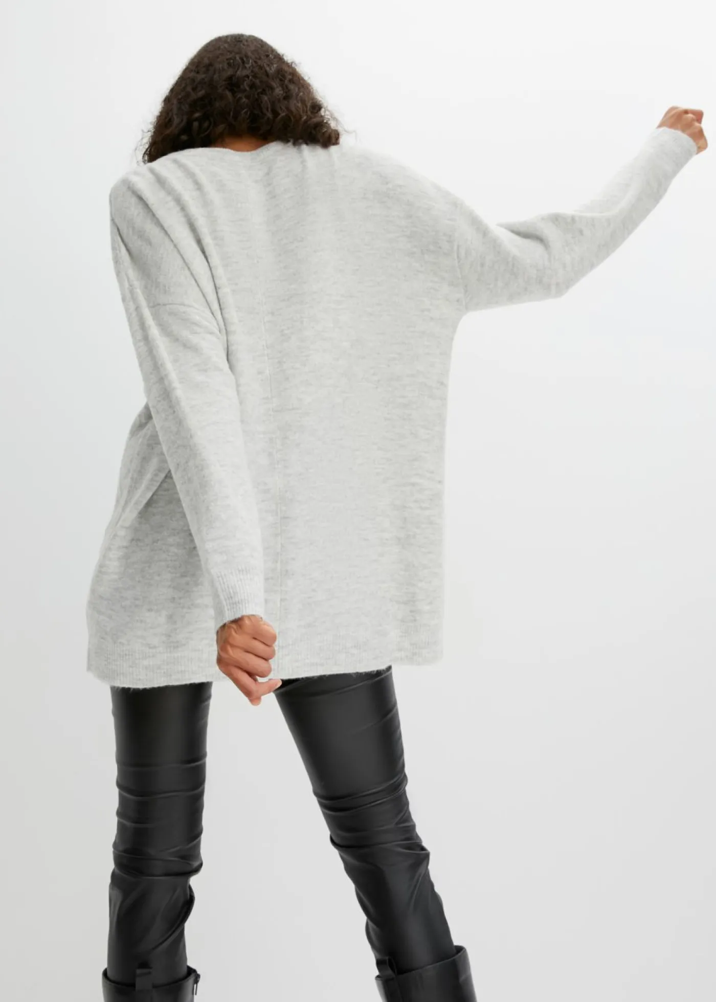 bonprix bonprix Jerséis|Ropa De Punto>Jersey holgado con patrón trenzado Gris claro jaspeado