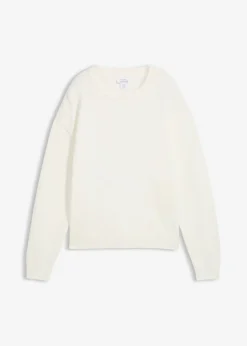 bonprix bonprix Básicos|Jerséis>Jersey holgado de algodón puro Blanco lana