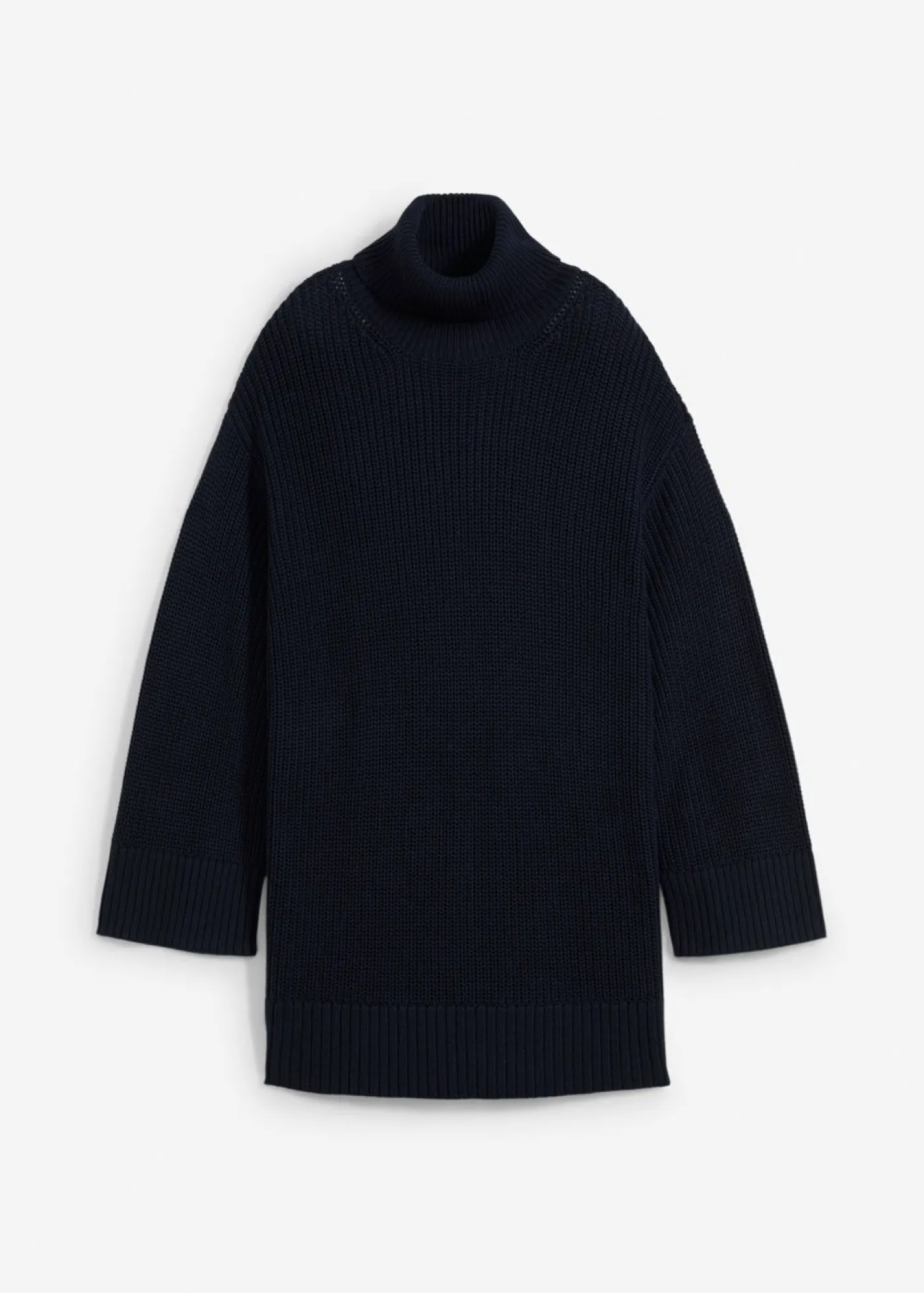 bonprix bonprix Jerséis|Ropa De Punto>Jersey holgado de cuello vuelto de mezcla de algodón Azul marino