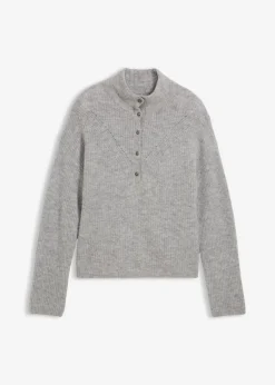 bonprix bonprix Premium|Jerséis>Jersey holgado de lana con alpaca Gris claro moteado