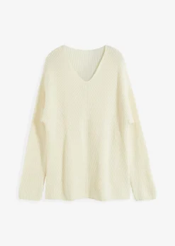 bonprix bonprix Jerséis|Ropa De Punto>Jersey holgado de mezcla de lana Blanco-crema