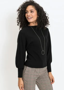 bonprix BODYFLIRT Jerséis|Ropa De Punto>Jersey holgado de mezcla de viscosa Negro