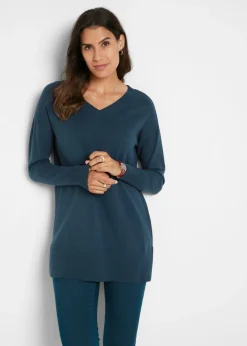 bonprix bonprix Jerséis|Ropa De Punto>Jersey largo Azul marino