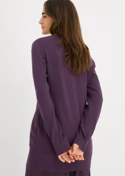 Mujer bonprix bonprix Jersey largo básico, de punto fino, con escote en V