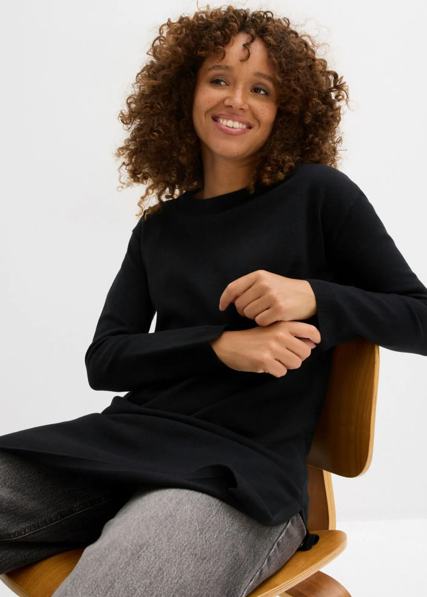 Mujer bonprix bonprix Jersey largo con algodón reciclado