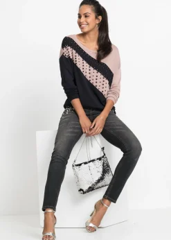 Mujer bonprix bonprix Jersey largo con aplicaciones