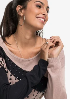 Mujer bonprix bonprix Jersey largo con aplicaciones