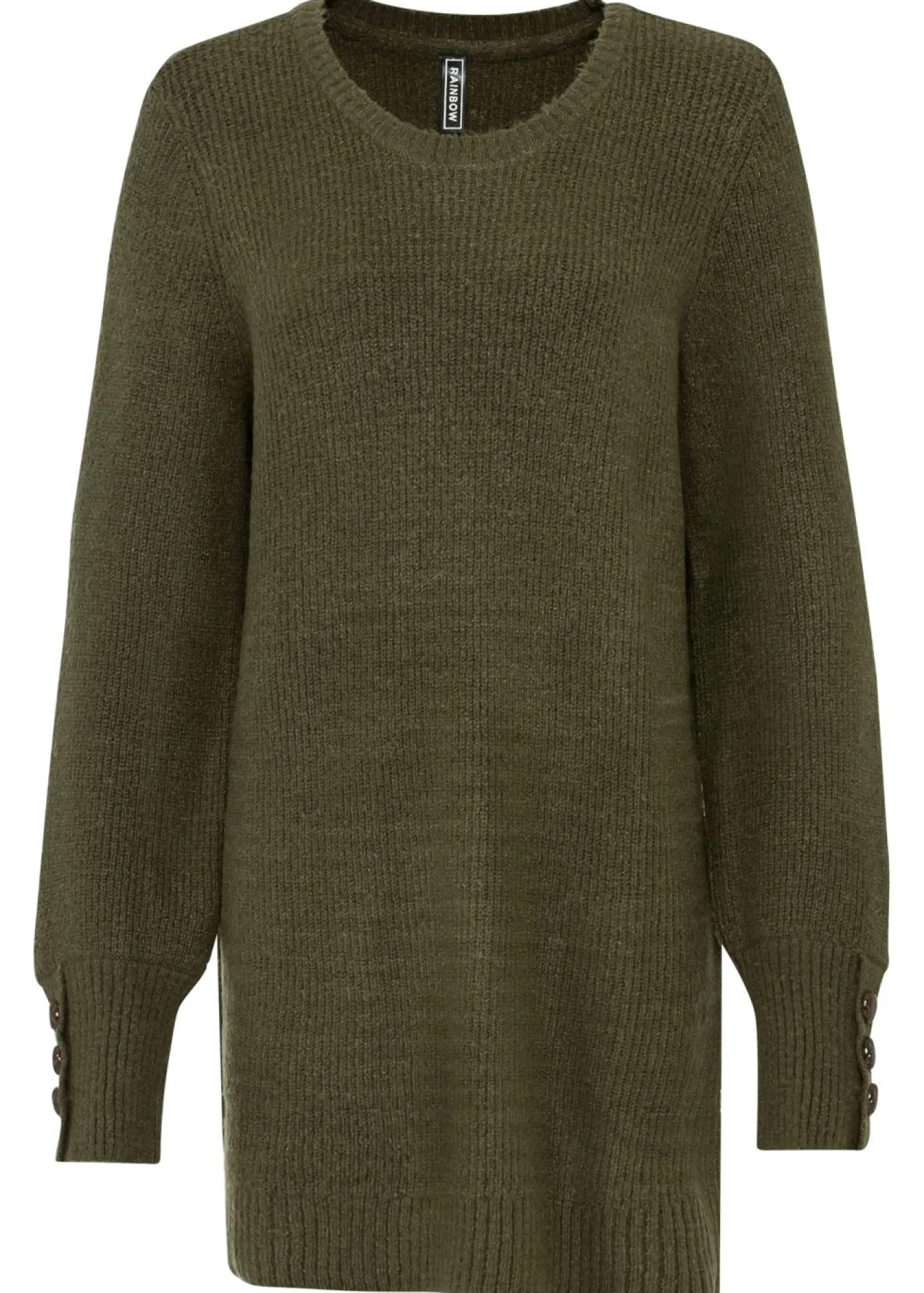 bonprix bonprix Jerséis|Ropa De Punto>Jersey largo con botones Verde oliva oscuro