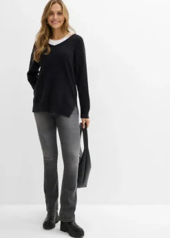 Mujer bonprix bonprix Jersey largo con corte holgado y aberturas laterales