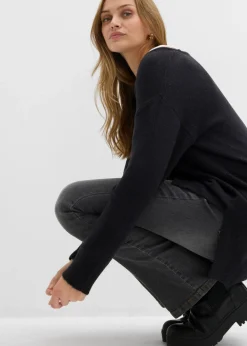 Mujer bonprix bonprix Jersey largo con corte holgado y aberturas laterales