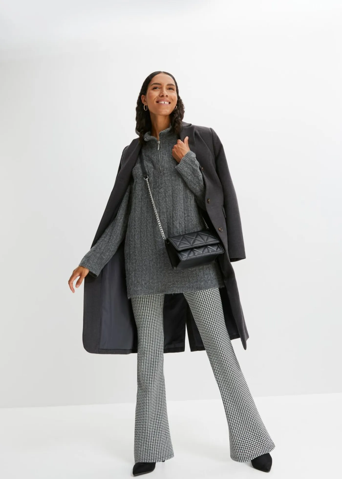 Mujer bonprix bonprix Jersey largo con patrón trenzado