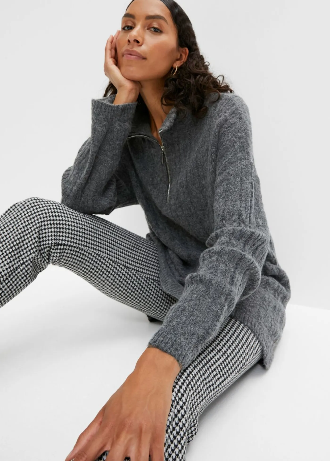 Mujer bonprix bonprix Jersey largo con patrón trenzado