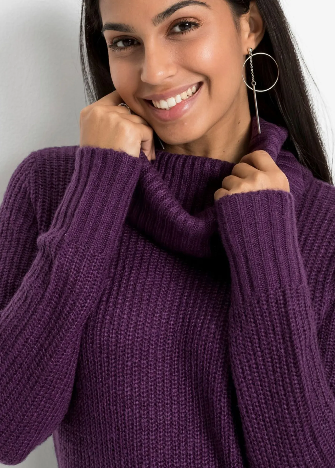 bonprix bonprix Jerséis|Ropa De Punto>Jersey largo de punto Lila oscuro