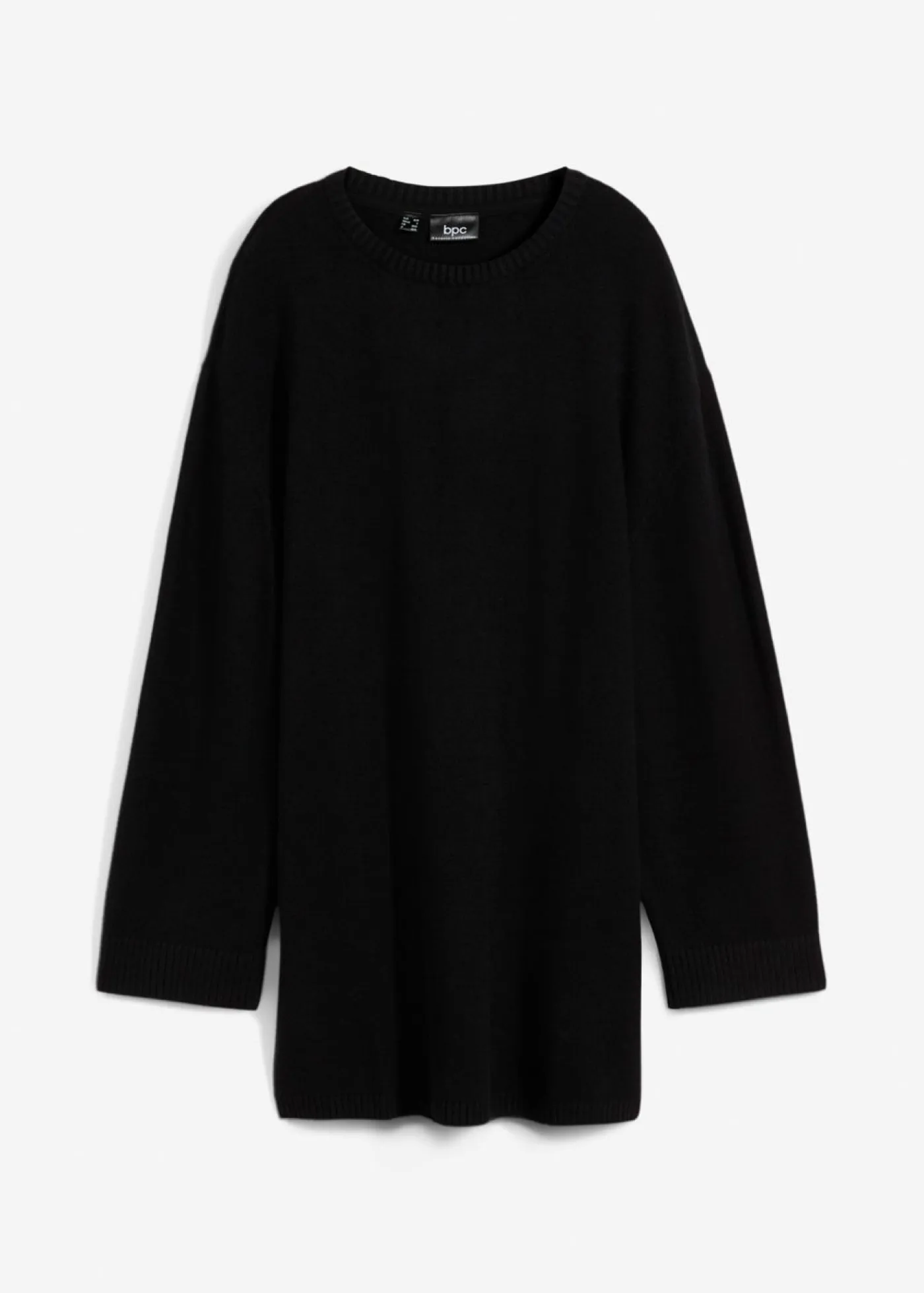 bonprix bonprix Jerséis|Ropa De Punto>Jersey largo de punto fino con aberturas laterales en mezcla de viscosa Negro