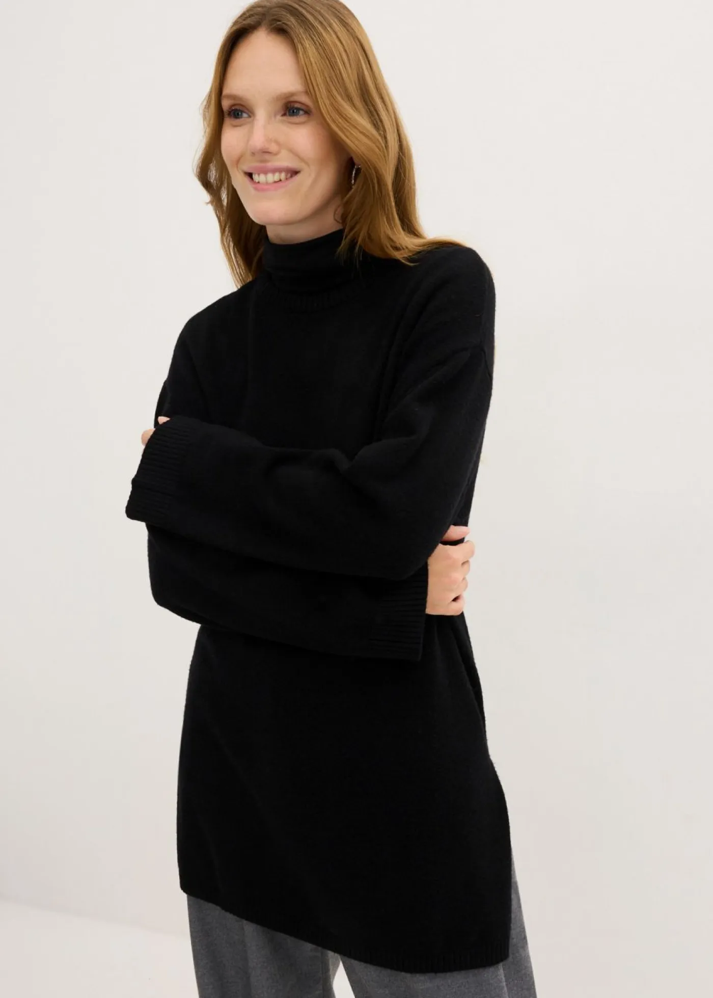 bonprix bonprix Jerséis|Ropa De Punto>Jersey largo de punto fino con aberturas laterales en mezcla de viscosa Negro