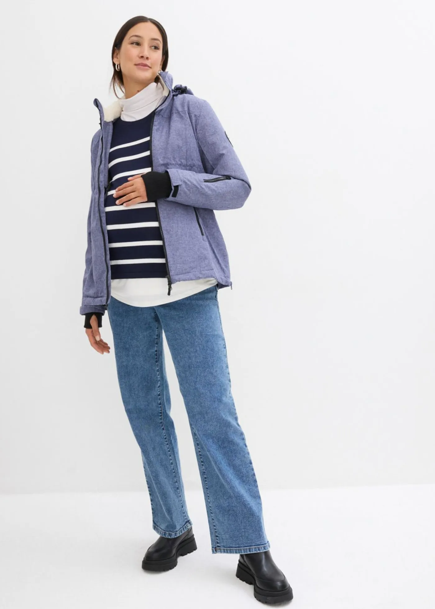 bonprix bonprix Premamá>Jersey ligero 2 en 1 para embarazo/lactancia Azul oscuro-blanco de rayas