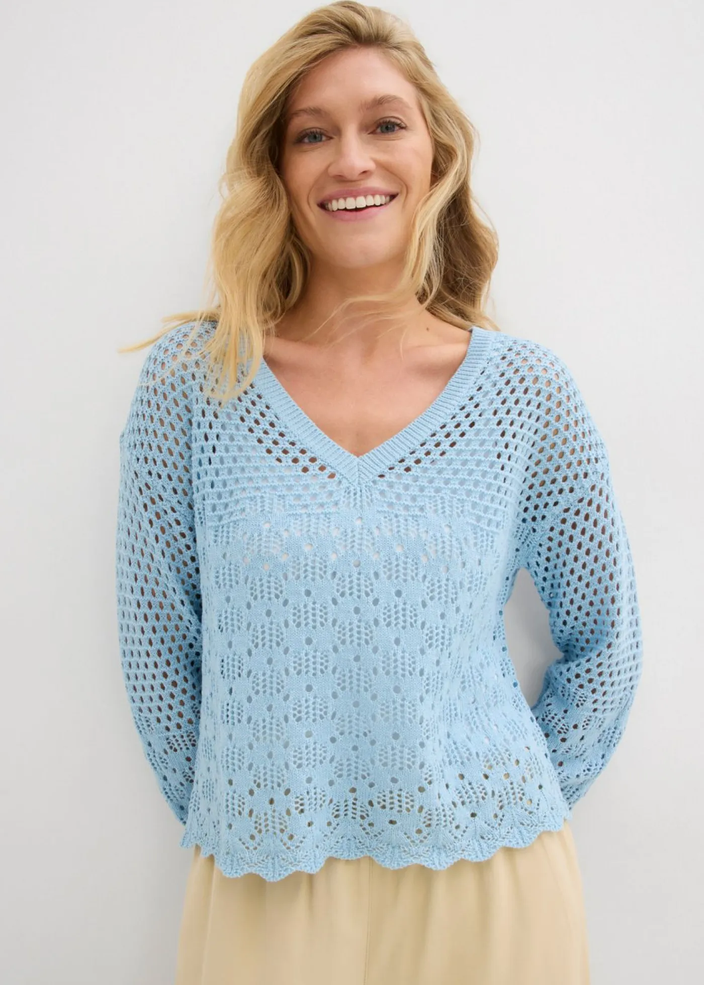 bonprix bonprix Jerséis|Novedades>Jersey ligero de ajour Azul hielo