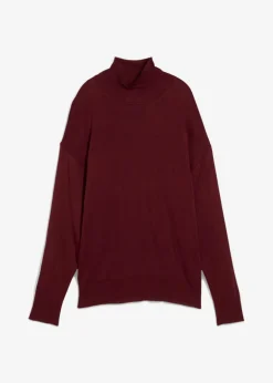bonprix bonprix Esenciales|Jerséis>Jersey ligero de punto fino con cuello alto ancho, en mezcla de viscosa rojo avellana