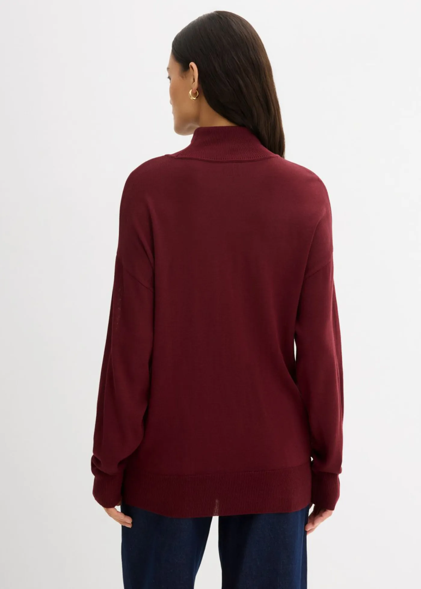 bonprix bonprix Esenciales|Jerséis>Jersey ligero de punto fino con cuello alto ancho, en mezcla de viscosa rojo avellana