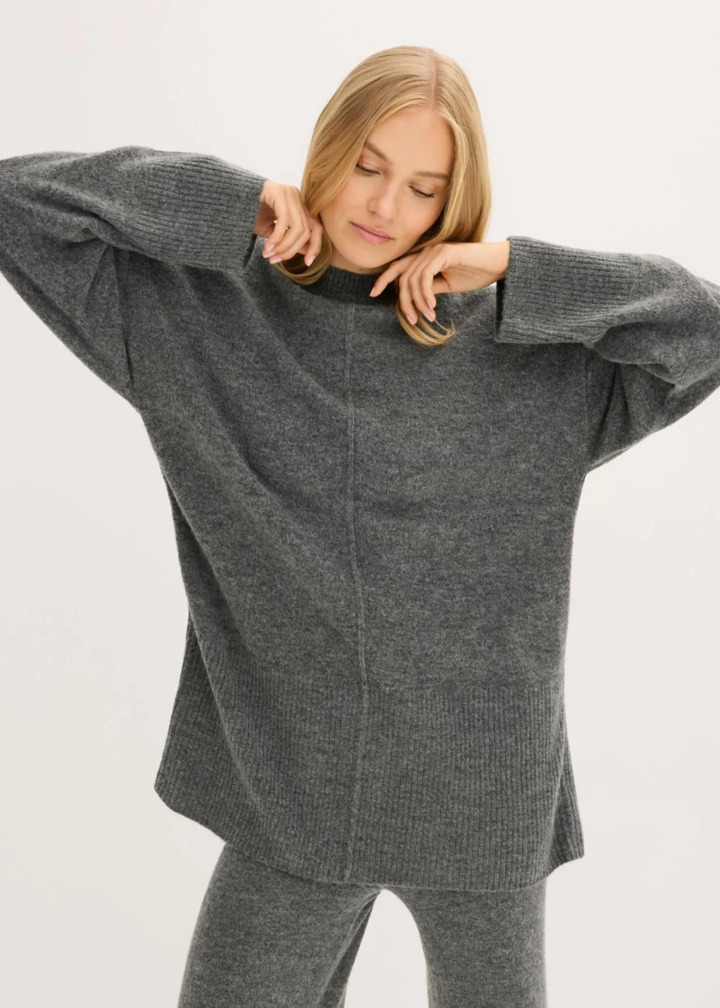 bonprix bonprix Jerséis|Ropa De Punto>Jersey oversize antracita jaspeado moteado