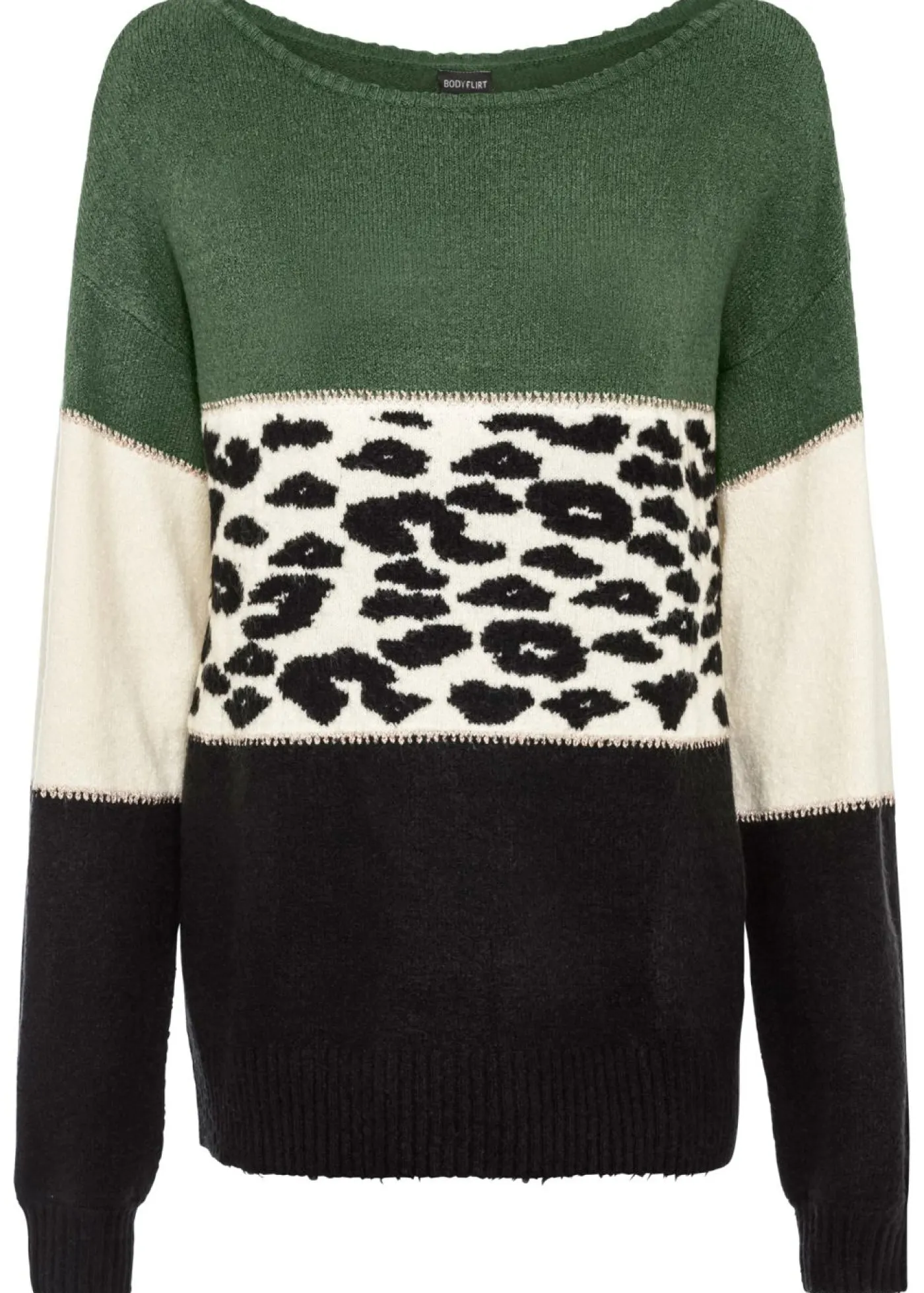 bonprix bonprix Jerséis|Ropa De Punto>Jersey oversize Negro-verde claro-crema