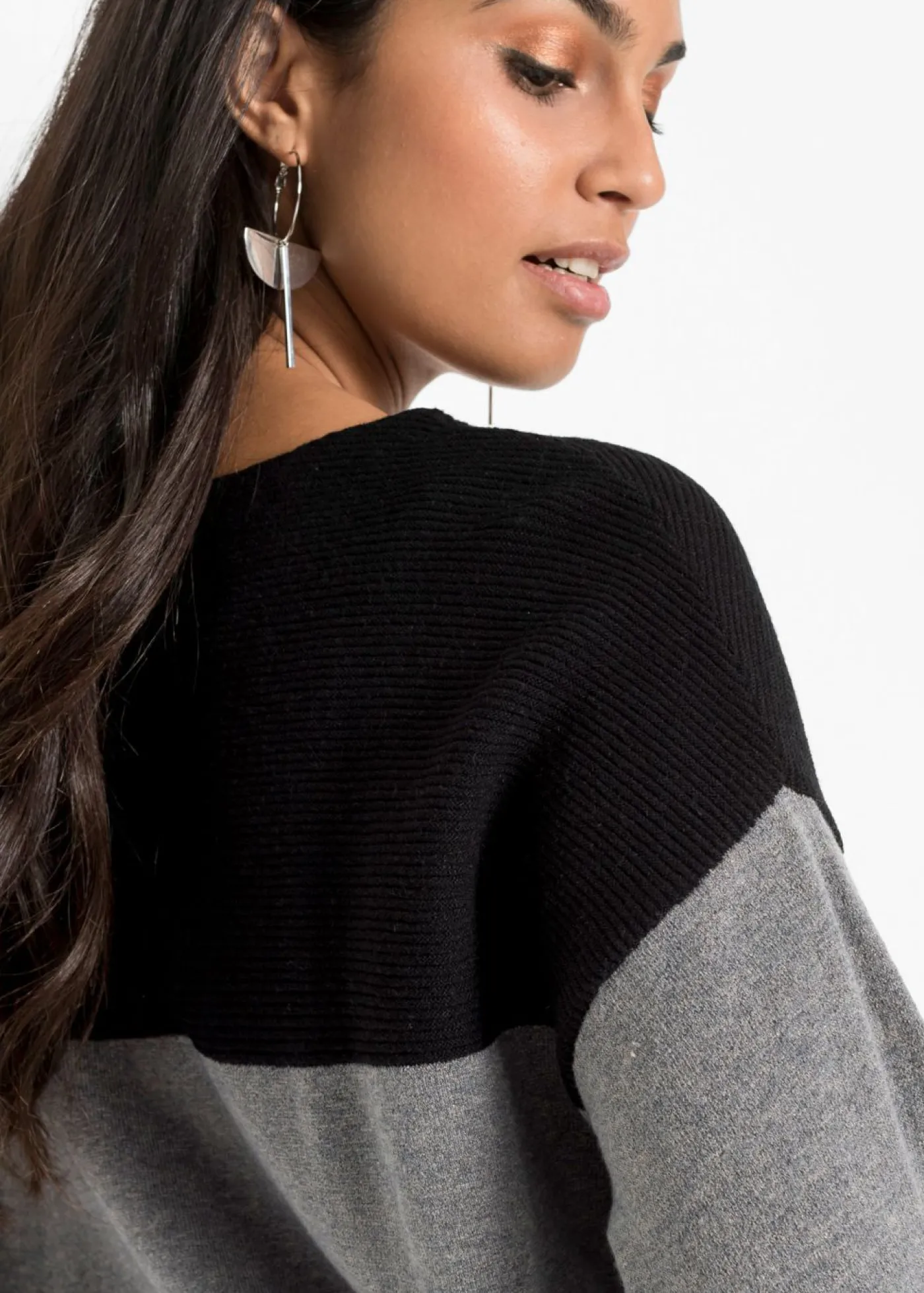 bonprix bonprix Jerséis|Ropa De Punto>Jersey oversize Negro-gris jaspeado