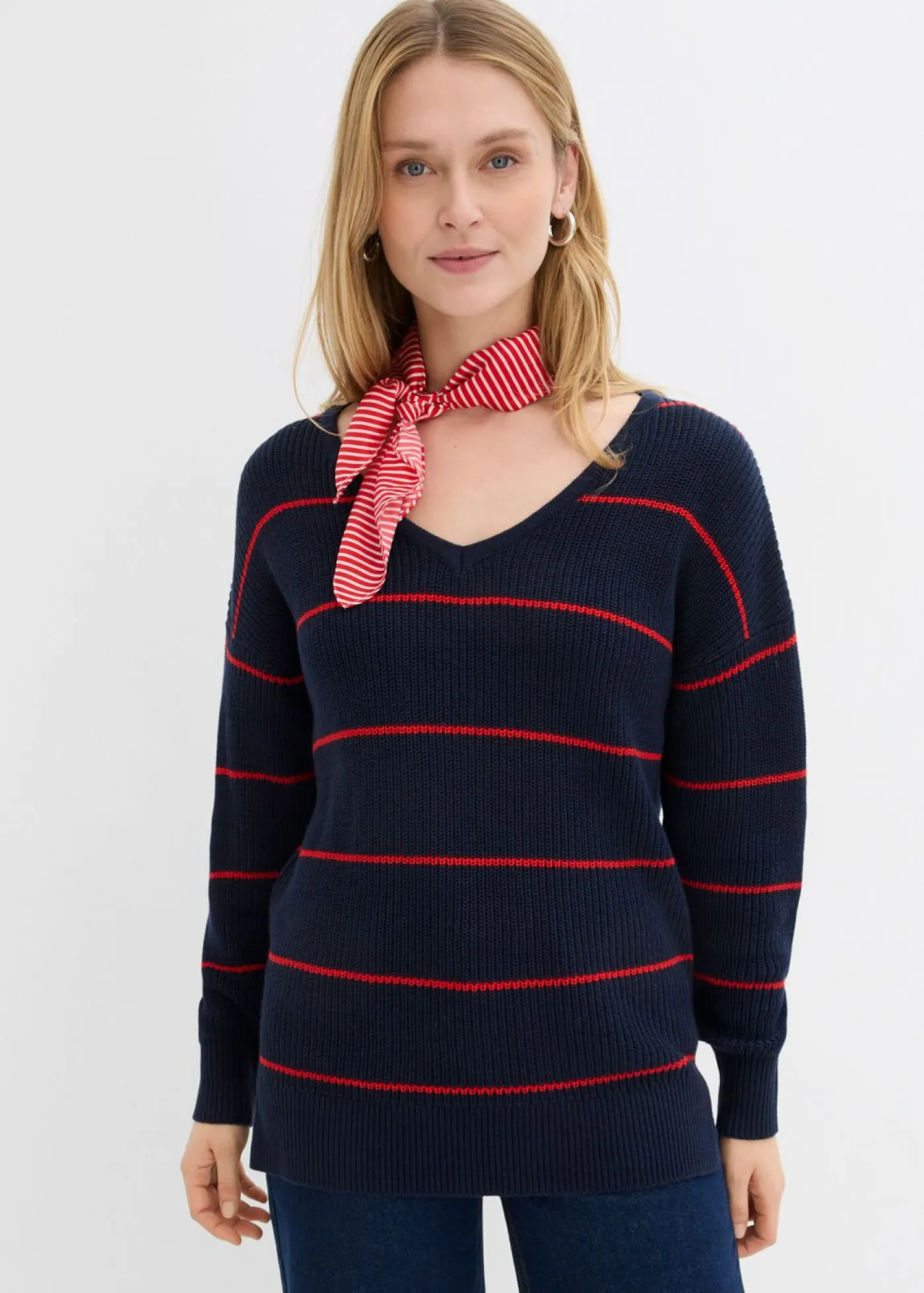 bonprix bonprix Jerséis|Ropa De Punto>Jersey oversize azul marino-fresa con rayas