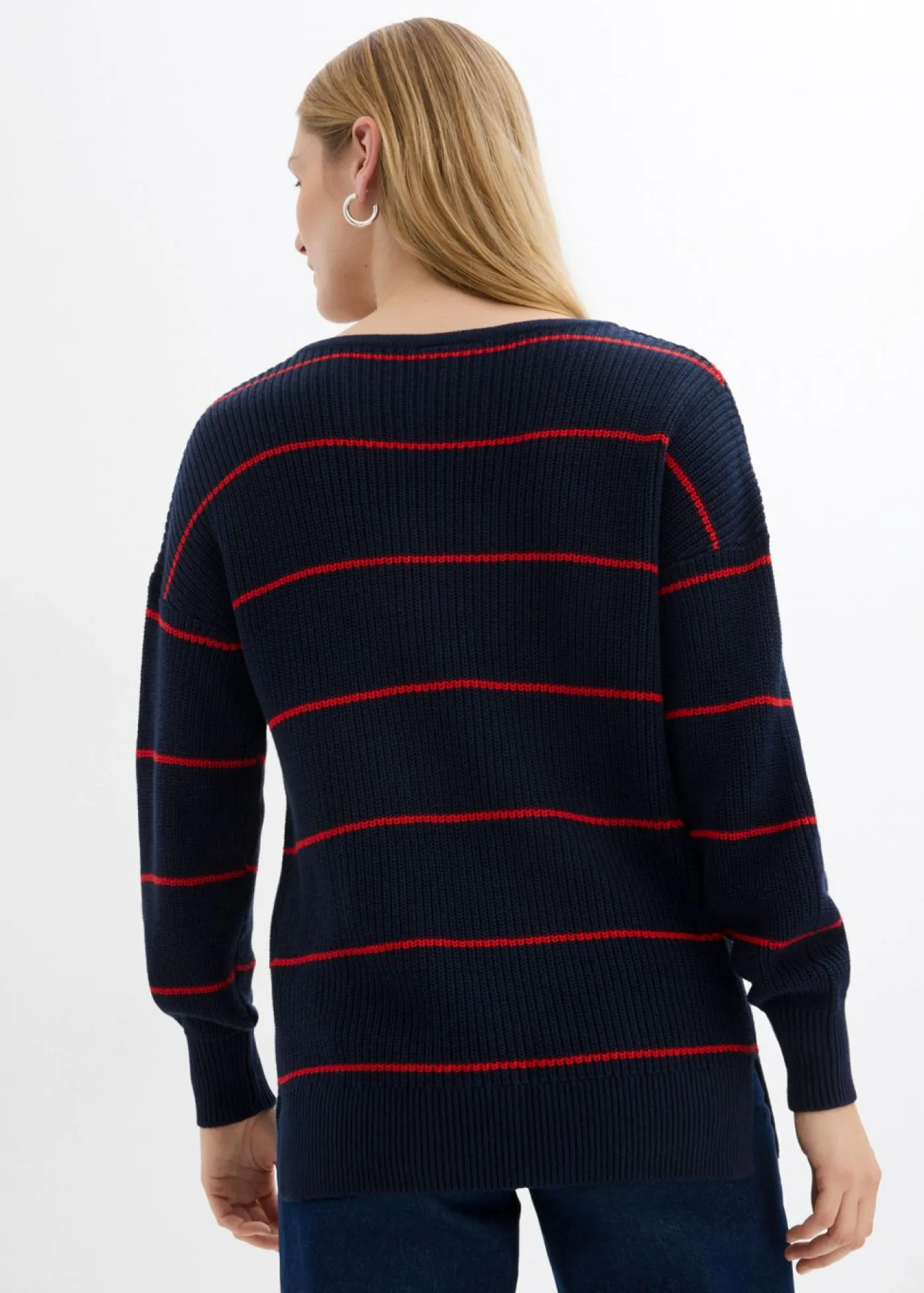 bonprix bonprix Jerséis|Ropa De Punto>Jersey oversize azul marino-fresa con rayas