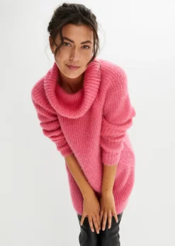 bonprix bonprix Jerséis|Ropa De Punto>Jersey oversize de cuello vuelto Rosa