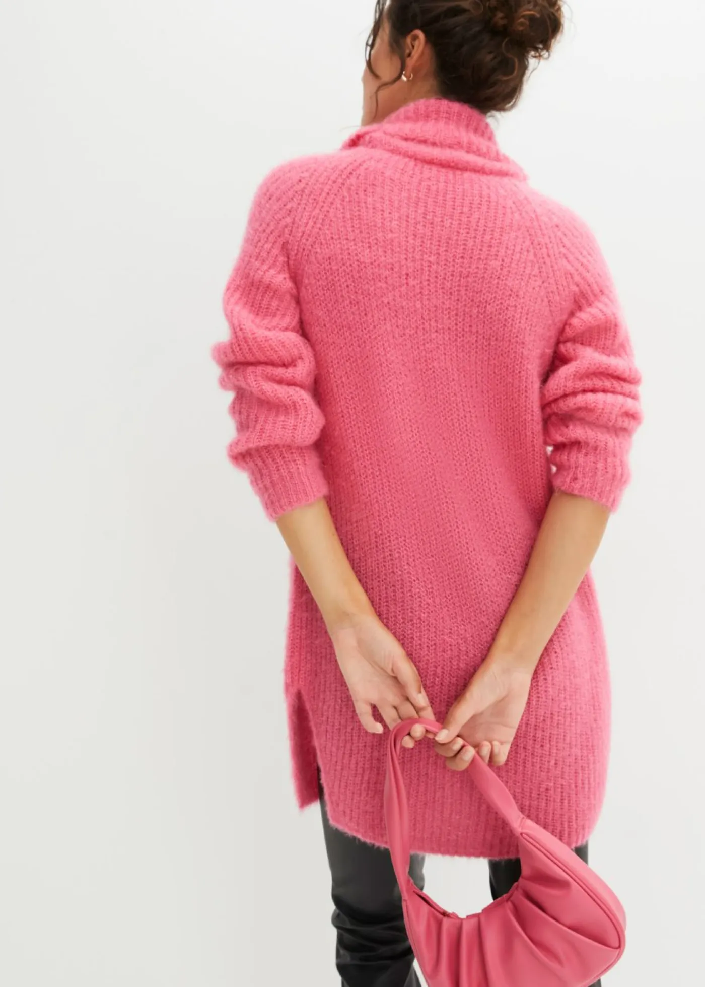 bonprix bonprix Jerséis|Ropa De Punto>Jersey oversize de cuello vuelto Rosa