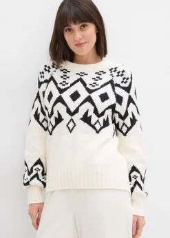 bonprix bonprix Jerséis|Ropa De Punto>Jersey oversize de estilo noruego blanco perla