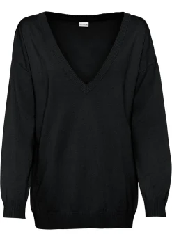 bonprix bonprix Jerséis|Ropa De Punto>Jersey oversize de mezcla de viscosa Negro