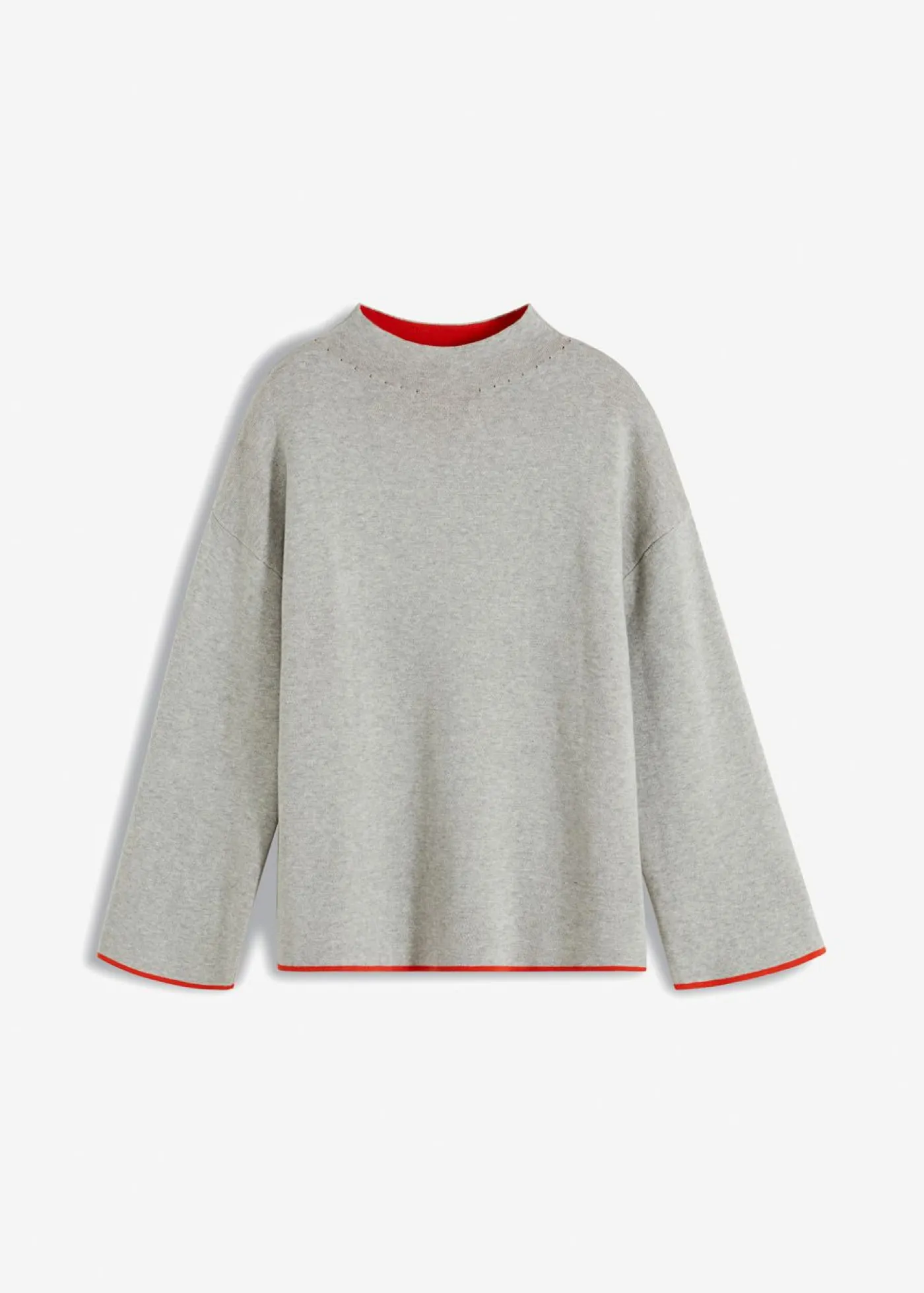 bonprix bonprix Jerséis|Ropa De Punto>Jersey reversible de punto fino Gris claro jaspeado-rojo amapola