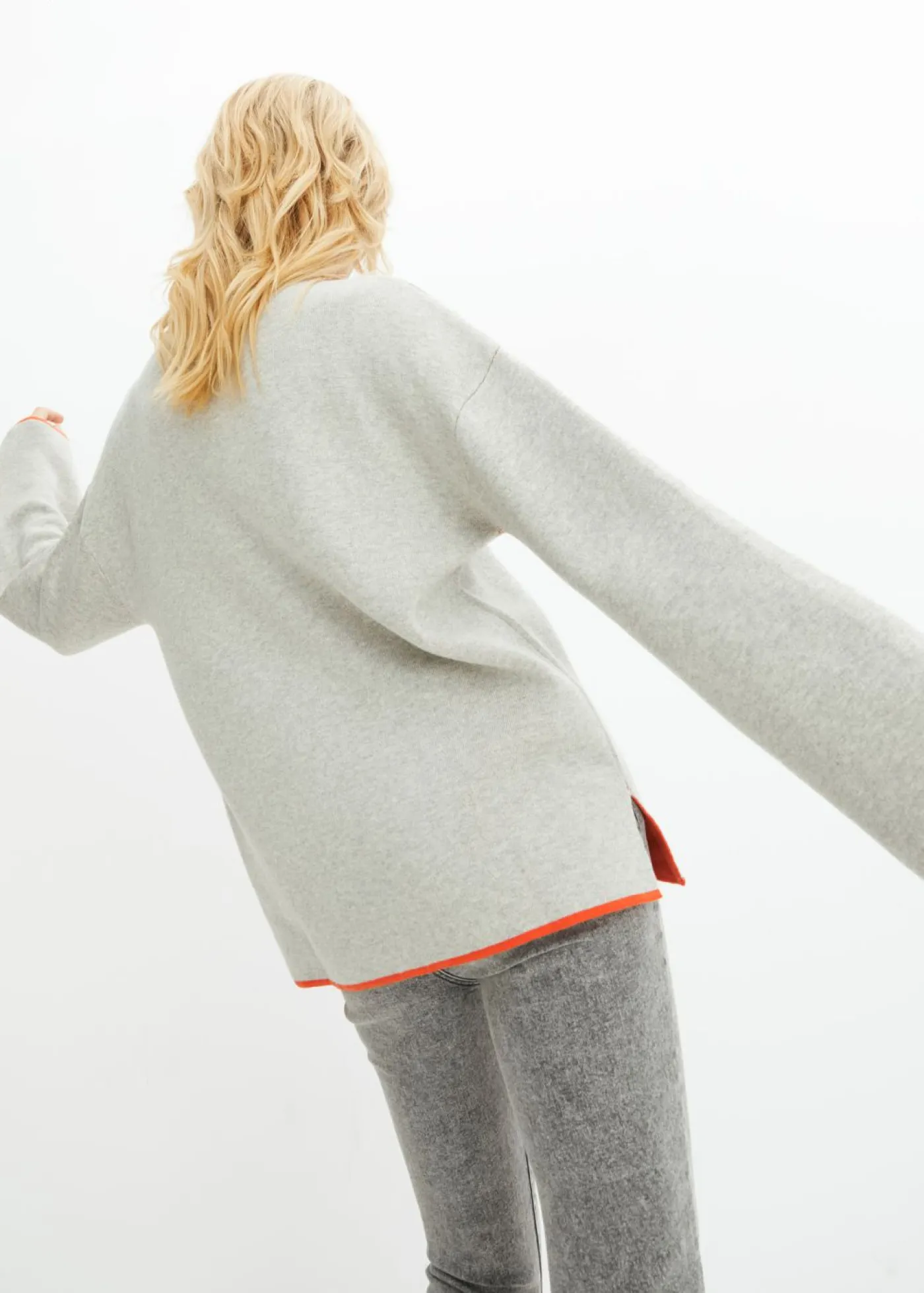 bonprix bonprix Jerséis|Ropa De Punto>Jersey reversible de punto fino Gris claro jaspeado-rojo amapola