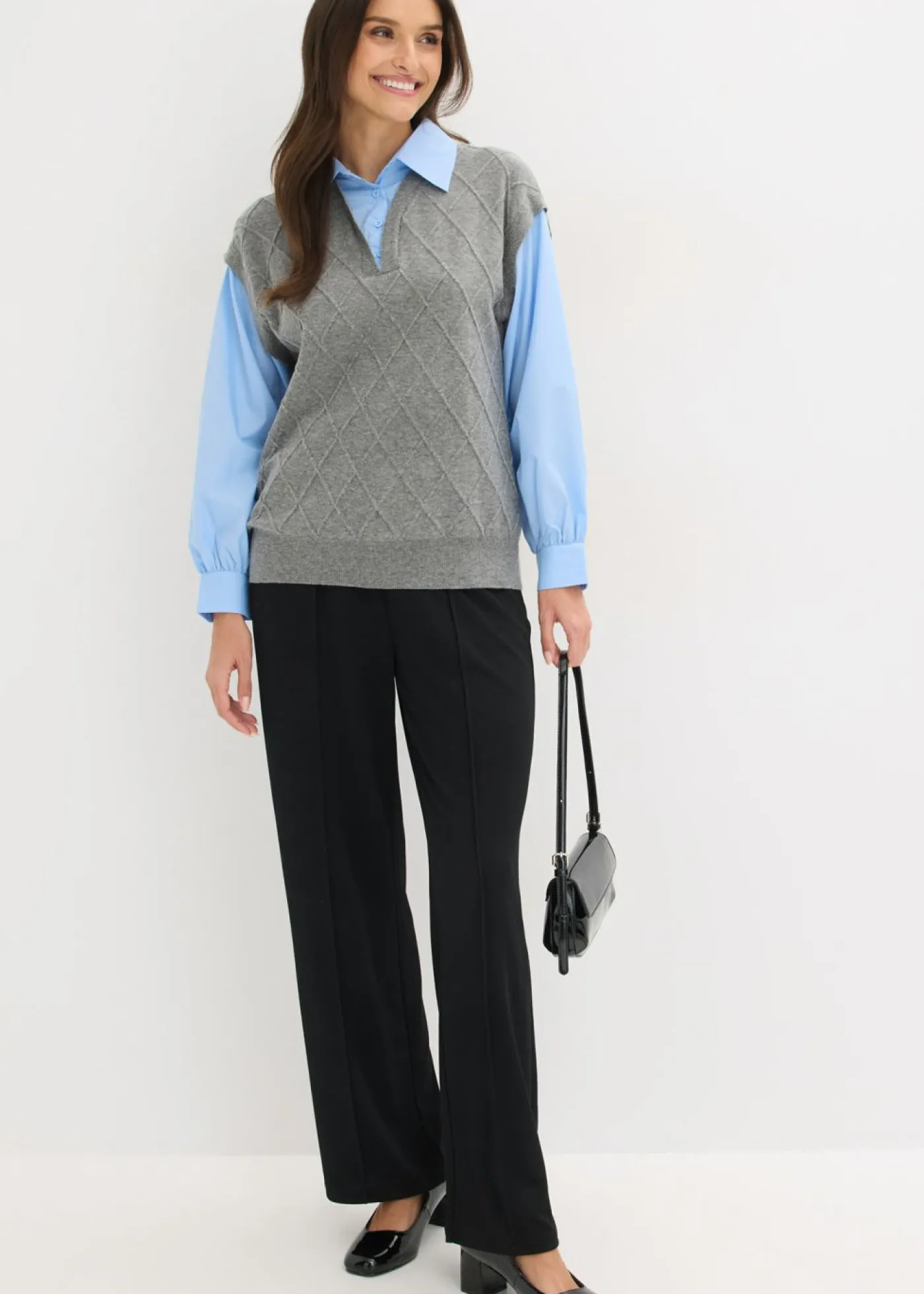 Mujer bonprix bonprix Jersey sin mangas con inserto de blusa y contenido de algodón