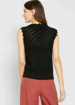 Mujer bonprix bonprix Jersey sin mangas de ajour de mezcla de algodón