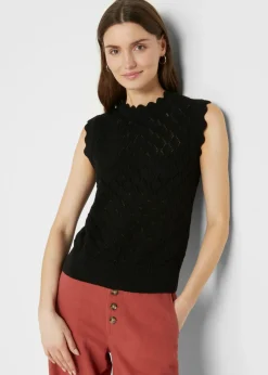 Mujer bonprix bonprix Jersey sin mangas de ajour de mezcla de algodón