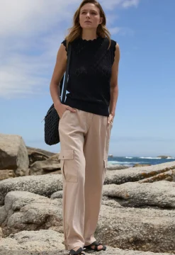 Mujer bonprix bonprix Jersey sin mangas de ajour de mezcla de algodón