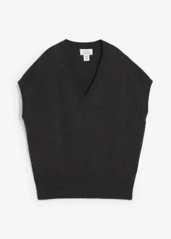 bonprix bonprix Esenciales|Jerséis>Jersey sin mangas de algodón puro Antracita jaspeado