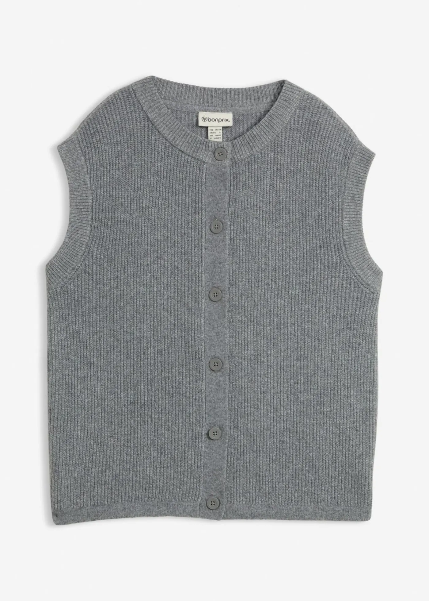 bonprix bonprix Básicos|Jerséis>Jersey sin mangas de punto grueso Gris jaspeado