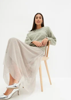 Mujer bonprix bonprix Jersey tipo boxy con lentejuelas