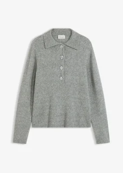 Mujer bonprix bonprix Jersey tipo polo con contenido de lana