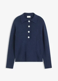 Mujer bonprix bonprix Jersey tipo polo con contenido de lana