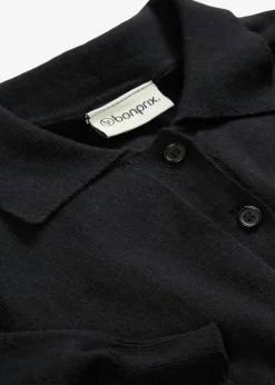 bonprix bonprix Premium|Jerséis>Jersey tipo polo con seda Negro