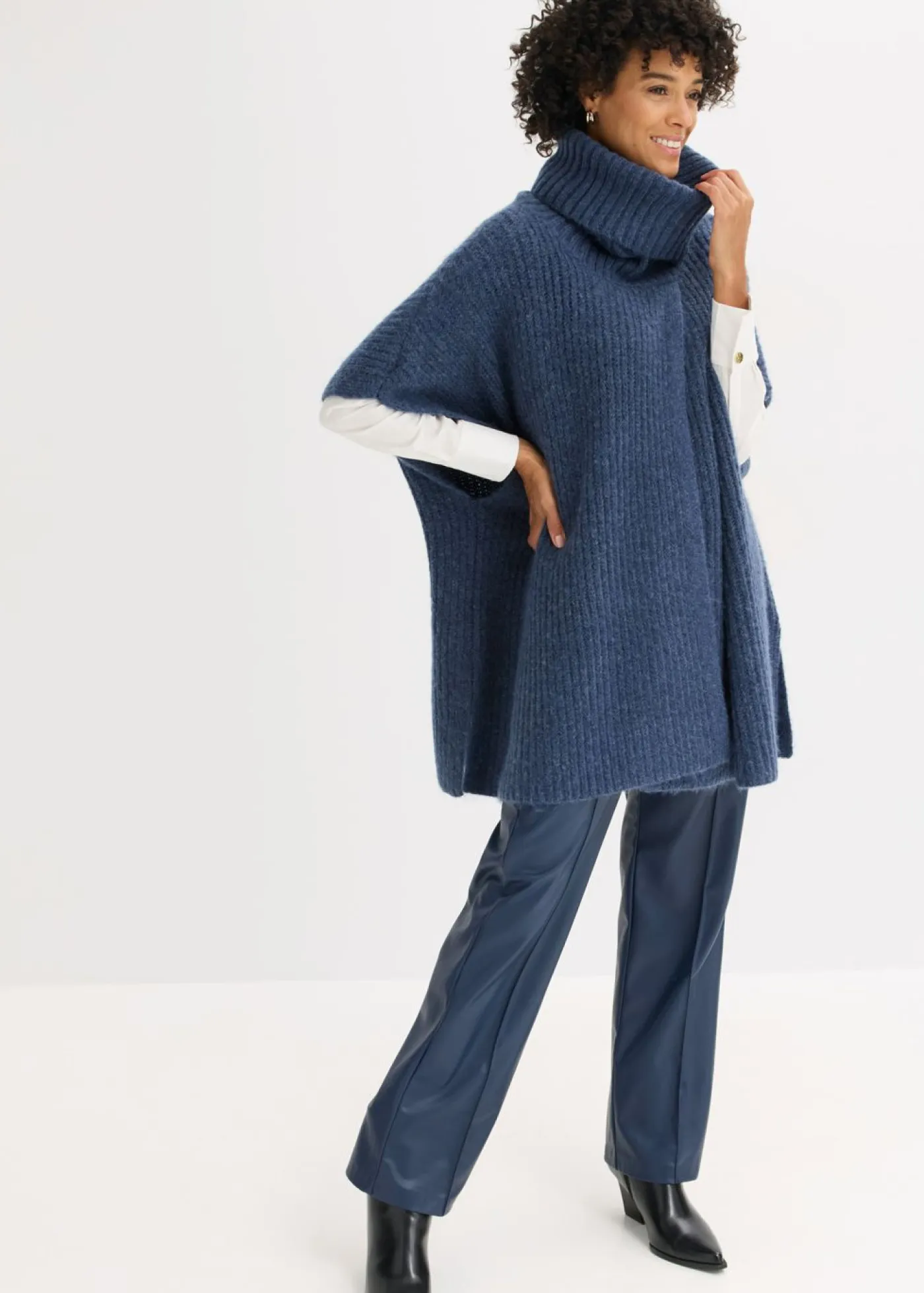 Mujer bonprix bonprix Jersey tipo poncho con mezcla de lana