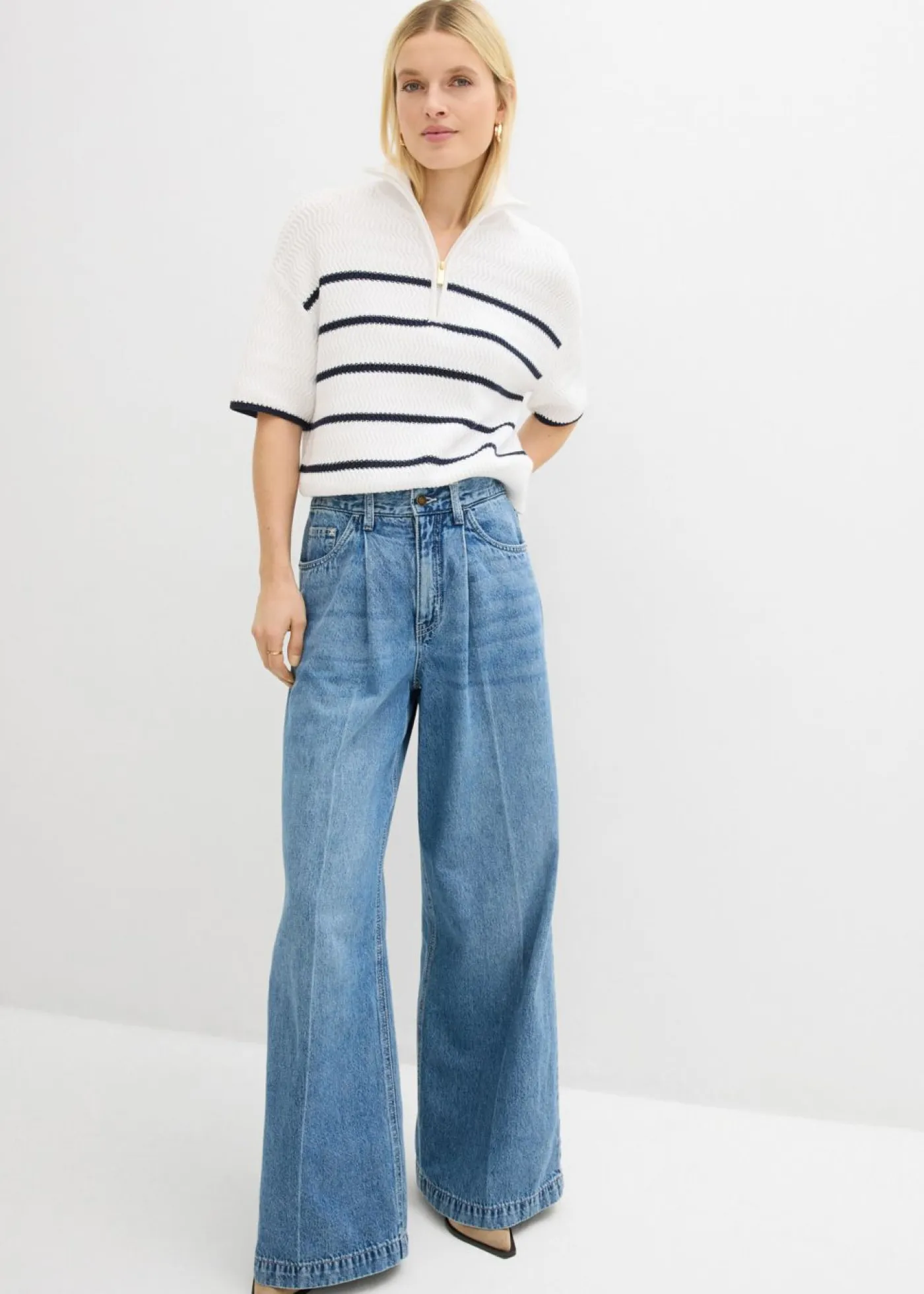 Mujer bonprix bonprix Jersey tipo troyer con contenido de algodón